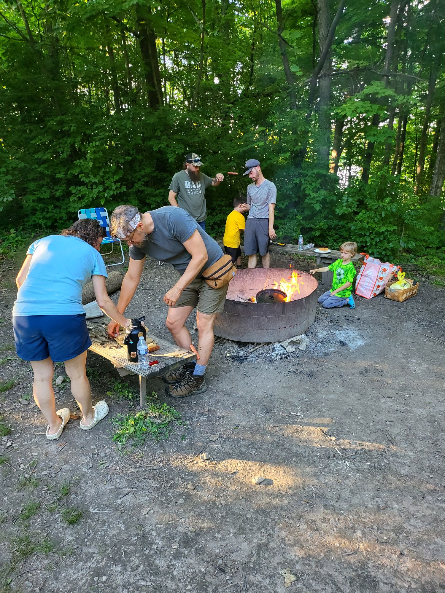 Campfire cooking and roasting at the campsite