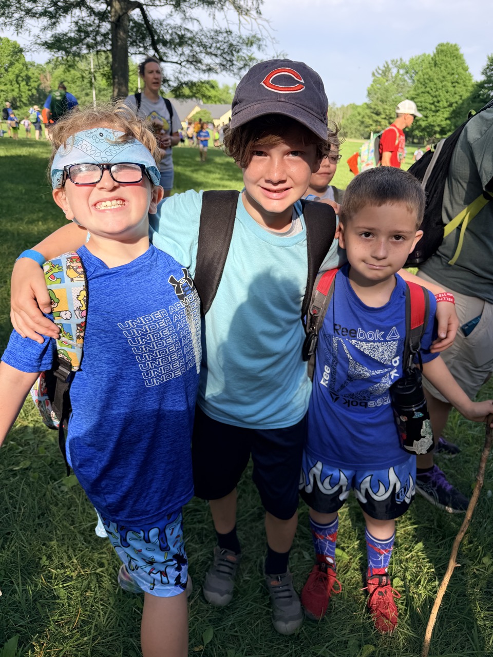 Scout group exploring together outdoors