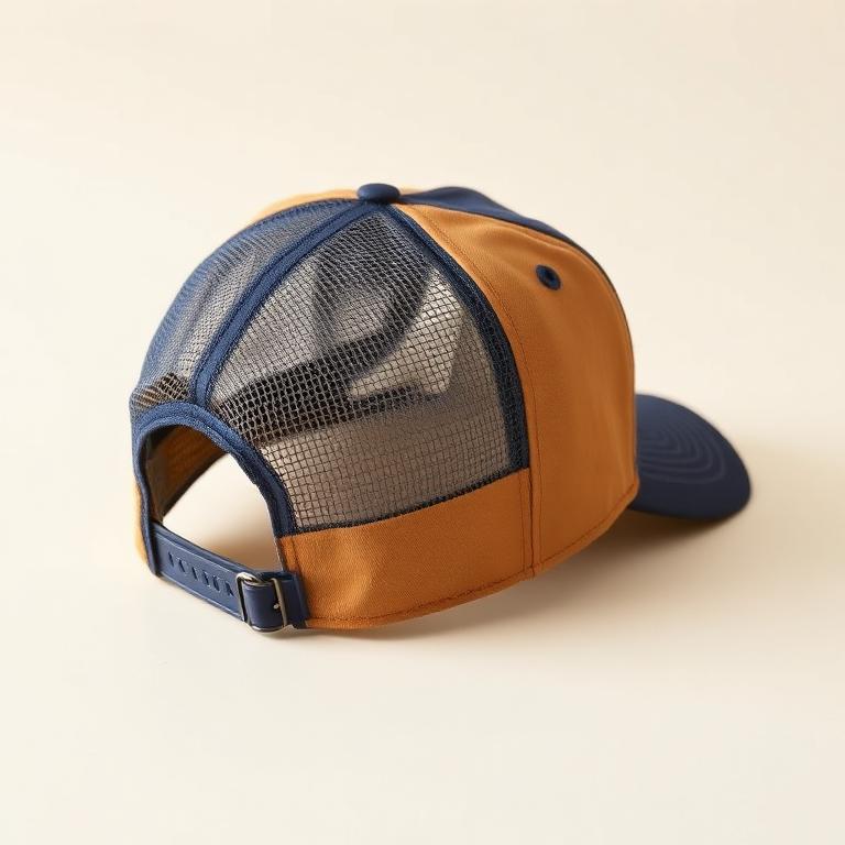 Navy and tan trucker cap — Pack 131 merchandise preview