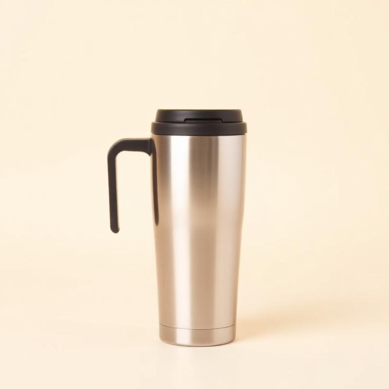 Stainless steel travel mug with handle — Pack 131 merchandise preview