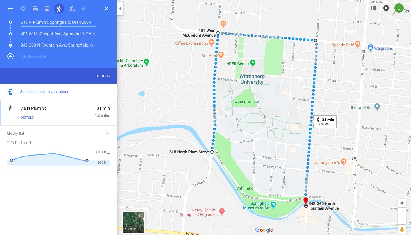 Map of the Memorial Day parade route through Springfield